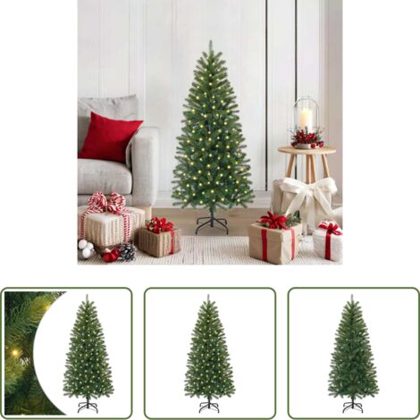 vidaXL Decoración navideña -  Árbol de Navidad artificial con 150 LED Verde 120 cm PE y PVC