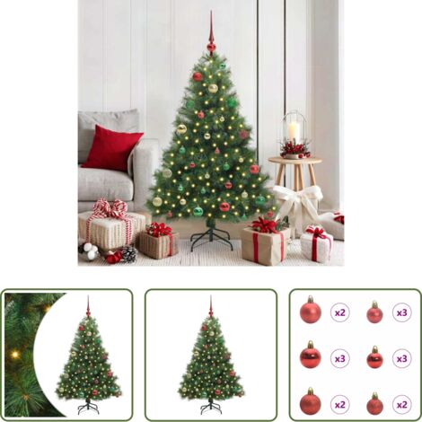 vidaXL Decoración navideña -  Árbol de Navidad artificial con 150 LED Verde 150 cm PE y PVC