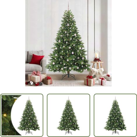 vidaXL Decoración navideña -  Árbol de Navidad artificial con 300 LED Verde 210 cm PE y PVC