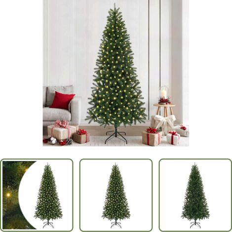 vidaXL Decoración navideña -  Árbol de Navidad artificial con 300 LED Verde 240 cm PE y PVC