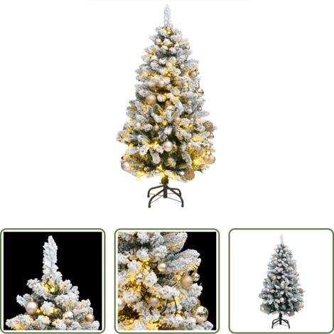 vidaXL Decoración navideña -  Árbol de Navidad artificial con bisagras 150 LED y bolas 150 cm