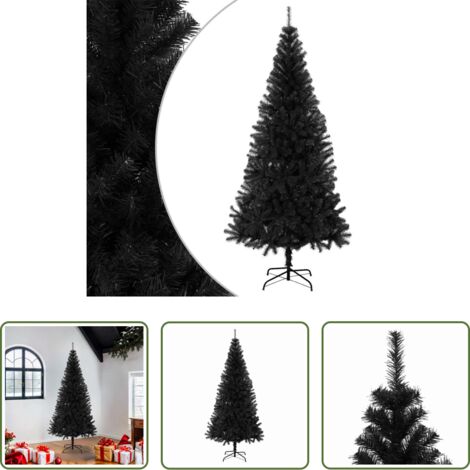 vidaXL Decoración navideña -  Árbol de Navidad artificial con soporte PVC negro 180 cm