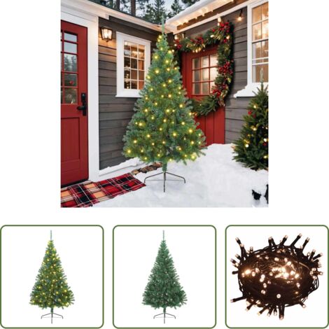 vidaXL Decoración Navideña -  Árbol de Navidad Artificial Preiluminado Verde 210 cm PVC