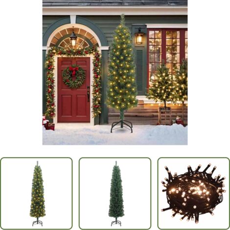 vidaXL Decoración Navideña -  Árbol de Navidad artificial Verde 210 cm PVC, Acero y Plástico