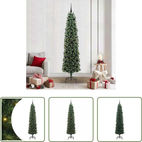 vidaXL Decoración Navideña -  Árbol de Navidad artificial Verde 210 cm PVC, Acero y Plástico