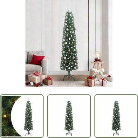 vidaXL Decoración Navideña -  Árbol de Navidad artificial Verde 210 cm PVC, Acero y Plástico