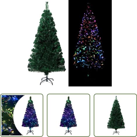vidaXL Decoración navideña -  Árbol de Navidad artificial y soporte fibra óptica verde 150 cm