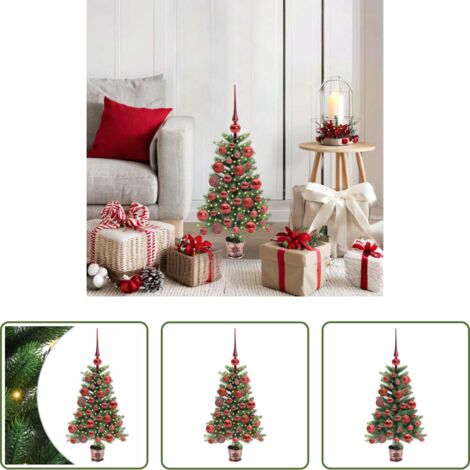 vidaXL Decoración navideña -  Árbol de Navidad con 150 LED con soporte Verde 65 cm PE