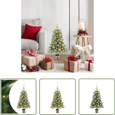 vidaXL Decoración navideña -  Árbol de Navidad con 150 LED con soporte Verde 65 cm PE