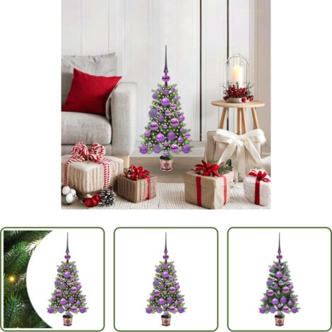 vidaXL Decoración navideña -  Árbol de Navidad con 150 LED con soporte Verde 65 cm PE