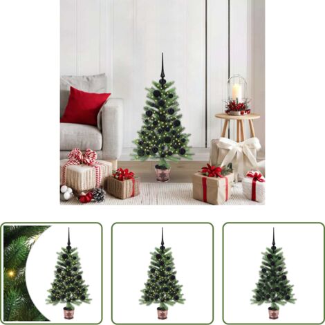 vidaXL Decoración navideña -  Árbol de Navidad con 150 LED con soporte Verde 90 cm PE