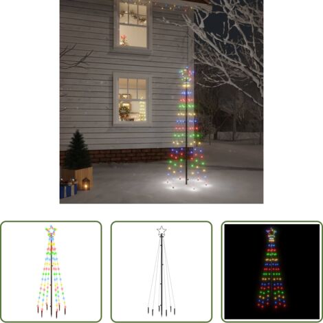 vidaXL Decoración navideña -  Árbol de Navidad con pincho 108 LED de colores 180 cm