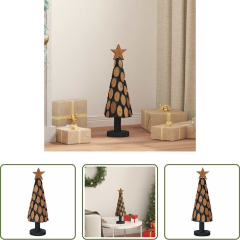 vidaXL Decoración Navideña -  Árbol de Navidad con soporte Marrón 61 cm Madera de teca maciza