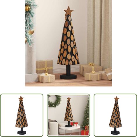vidaXL Decoración Navideña -  Árbol de Navidad con soporte Marrón 90 cm Madera de teca maciza