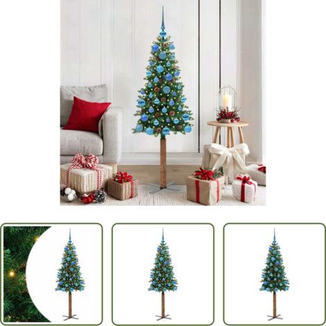 vidaXL Decoración navideña -  Árbol de Navidad Delgado con 150 LED con soporte Verde 150 cm