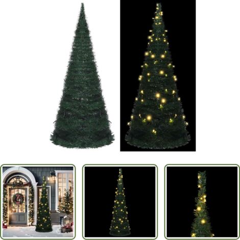 vidaXL Decoración navideña -  Árbol de Navidad emergente preiluminado con luces verde 150 cm