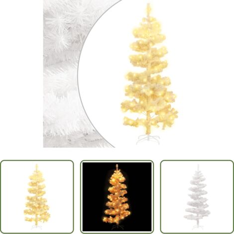 vidaXL Decoración navideña -  Árbol de Navidad en espiral con luces y soporte blanco 180 cm