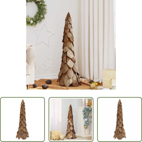 vidaXL Decoración Navideña -  Árbol de Navidad Marrón 111 cm Madera de teca maciza
