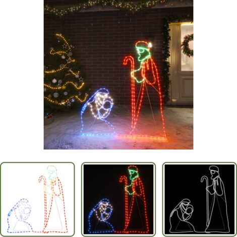 vidaXL Decoración navideña -  Figuras de Navidad de María y José con 264 LED 40x55&38x100 cm