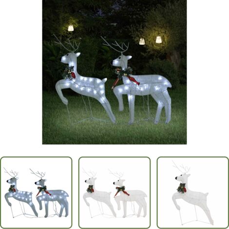 vidaXL Decoración navideña -  Renos de Navidad 2 unidades 40 LED blanco