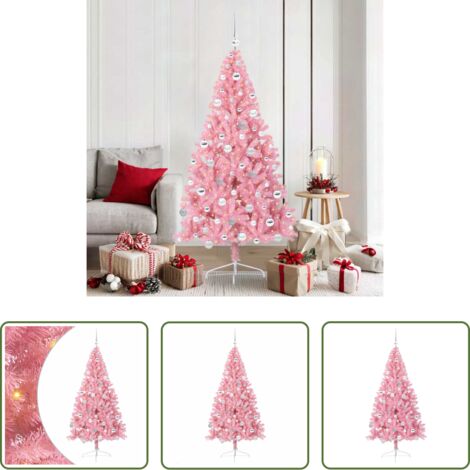 vidaXL Décoration de Noël -  Sapin de Noël artificiel pré-éclairé Rose 180 cm PVC