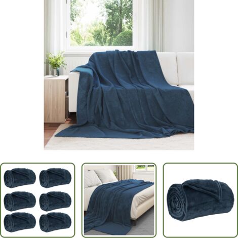 vidaXL Décoration intérieure -  Couvertures à jeter 6 pcs Bleu marine 220 x 240 cm Toison