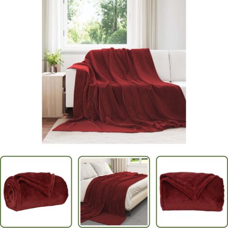 vidaXL Decorazione casa -  Coperta Rosso Bordeaux 220 x 240 cm Panno