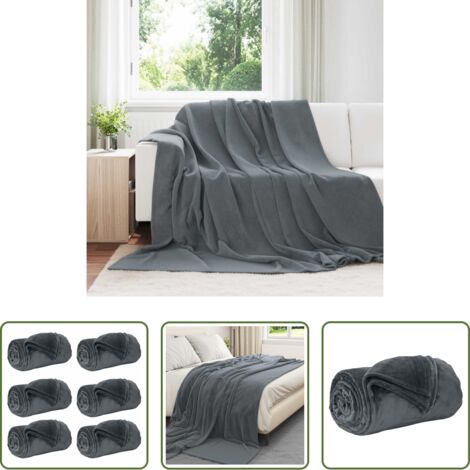 vidaXL Decorazione casa -  Coperte da Pile 6 pcs Grigio scuro 220 x 240 cm Panno