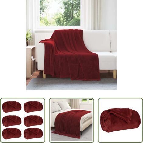 vidaXL Decorazione casa -  Coperte da Pile 6 pcs Rosso Bordeaux 150 x 200 cm Panno