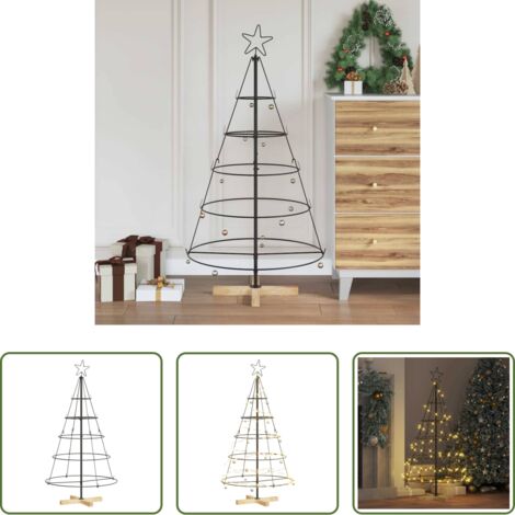 vidaXL Decorazione Natale -  Albero a Cono di Natale con supporto Nero 126 cm Acciaio