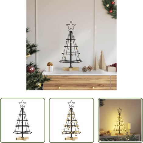 vidaXL Decorazione Natale -  Albero a Cono di Natale con supporto Nero 60 cm Acciaio