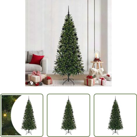 vidaXL Decorazione Natale -  Albero di Natale artificiale con 300 LED Verde 210 cm PE e PVC