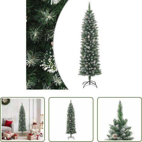 vidaXL Decorazione Natale -  Albero di Natale Artificiale Sottile con Base 180 cm PVC