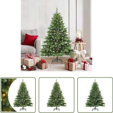 vidaXL Decorazione natalizia -  Albero di Natale artificiale con 150 LED Verde 150 cm PE e PVC