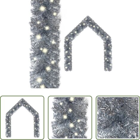 vidaXL Decorazione natalizia - Ghirlanda Natalizia con Luci a LED 10 m Argento