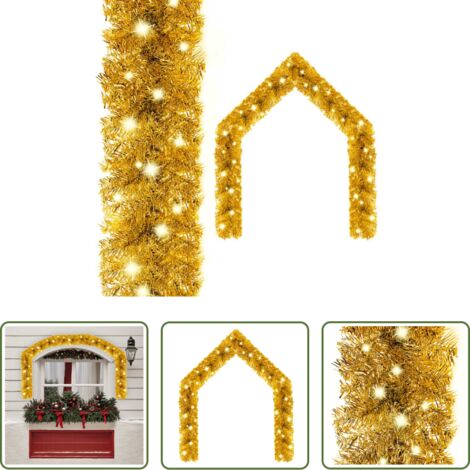 vidaXL Decorazione natalizia -  Ghirlanda Natalizia con Luci a LED 10 m Oro