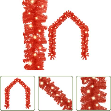 vidaXL Decorazione natalizia -  Ghirlanda Natalizia con Luci a LED 5 m Rossa