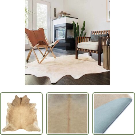 vidaXL Decorazione per casa -  Tappeto in Vera Pelle Bovina Beige 180x220 cm