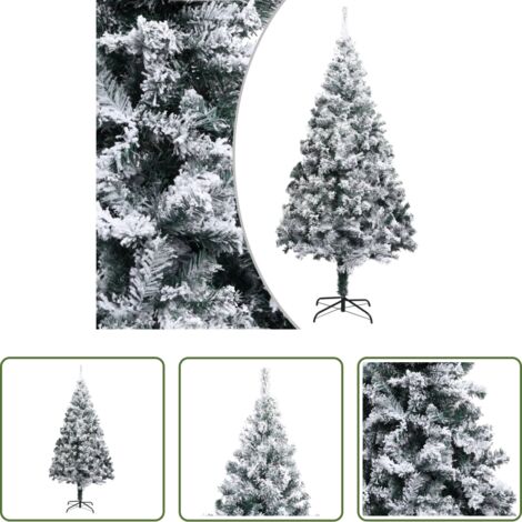 vidaXL Decorazioni Natalizie -  Albero di Natale Artificiale con Neve Fioccata Verde 240 cm PVC