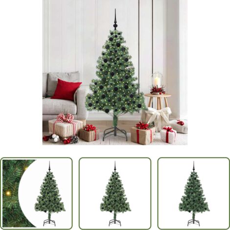 vidaXL Decorazioni natalizie -  Albero di Natale con 300 LED con supporto Verde 180 cm PVC