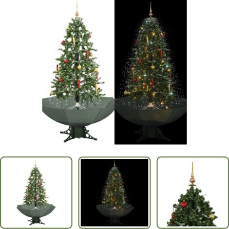 vidaXL Decorazioni natalizie -  Albero di Natale con Neve e Base a Ombrellone Verde 170 cm