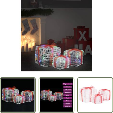 vidaXL Decorazioni natalizie -  Scatole Regalo Decorative Natale in Acrilico 3 pz Colorate