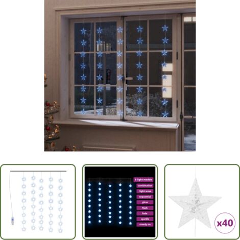 vidaXL Decorazioni per feste -  Luci Fatate a Stella a LED 200 LED Blu 8 Funzioni