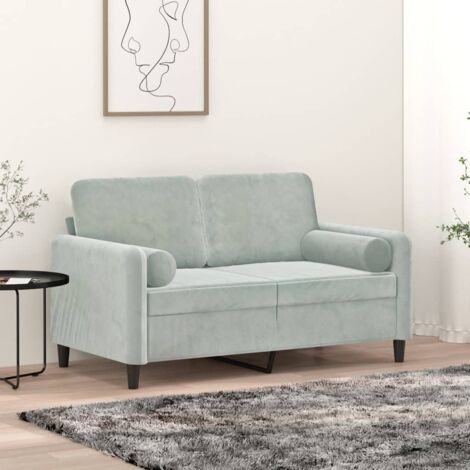 vidaXL Dekokissen Set 2 Stück Hellgrau Ø15x50 cm Samt