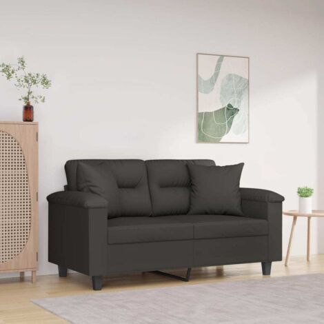 vidaXL Dekokissen Set von 2 Dunkelgrau Mikrofaser