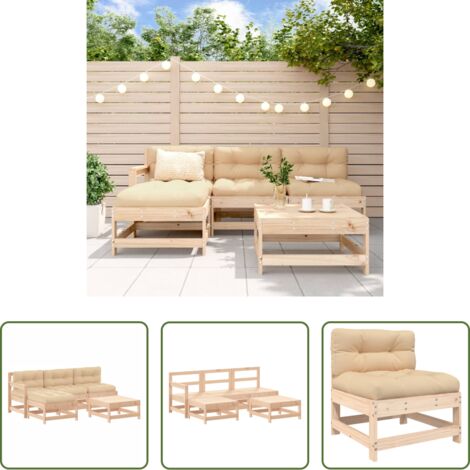 vidaXL Design da giardino -  Set Divani da Giardino 5 pz con Cuscini in Legno Massello