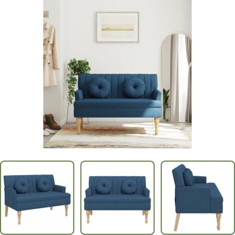 vidaXL Design elegante -  Panca con Cuscini Blu 113x64,5x75,5 cm in Tessuto