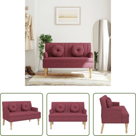 vidaXL Design elegante -  Panca con Cuscini Rosso Vino 113x64,5x75,5 cm in Tessuto