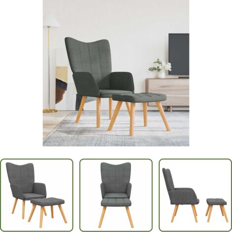 vidaXL Design elegante -  Poltrona Relax con Poggiapiedi Grigio Scuro in Tessuto