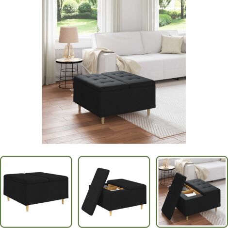 vidaXL Design elegante - Pouf contenitore con cuscino Nero 80 x 80 x 45 cm Tessuto